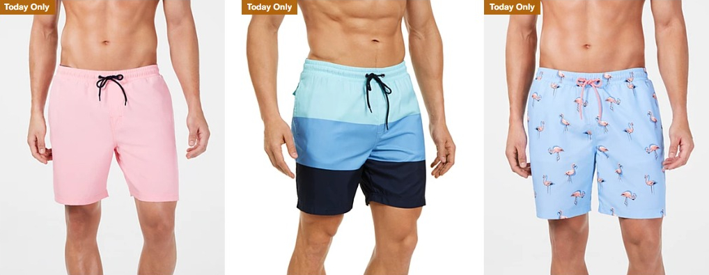 three men wearing swim trunks