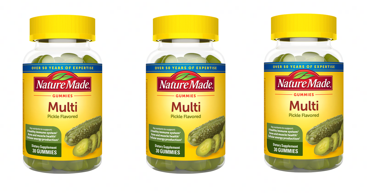 naturemade pickle flavored multi pickle flavored vitamin bottles