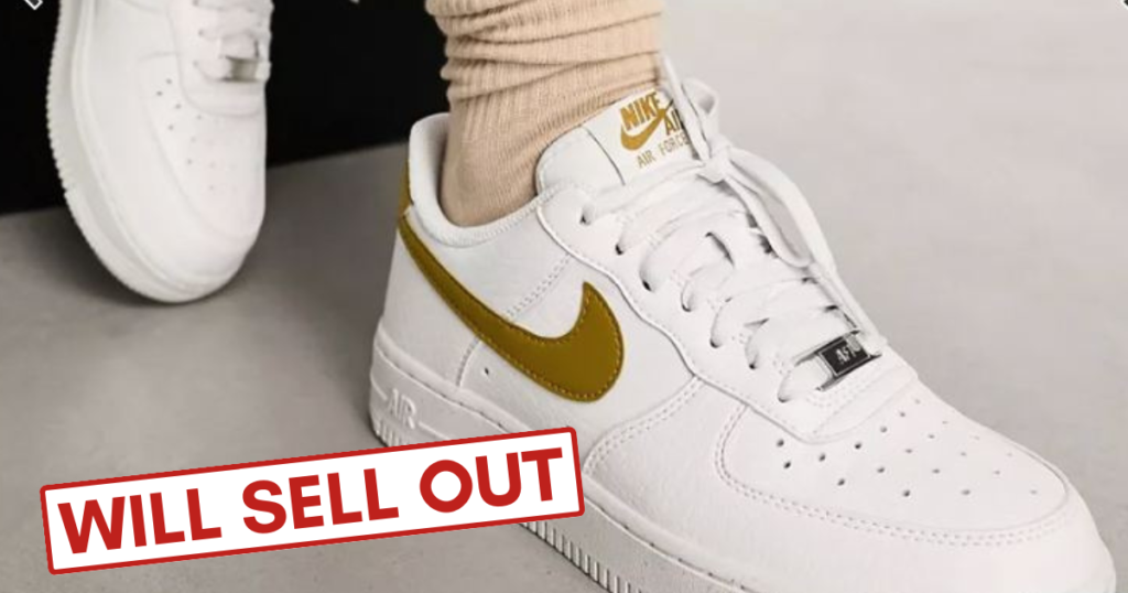 white gold nike AF1 shoes