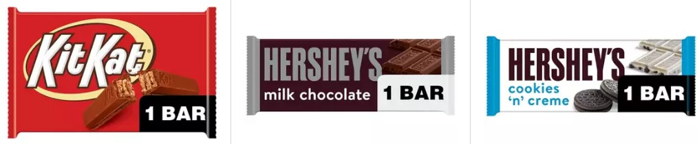 three candy bars in a row