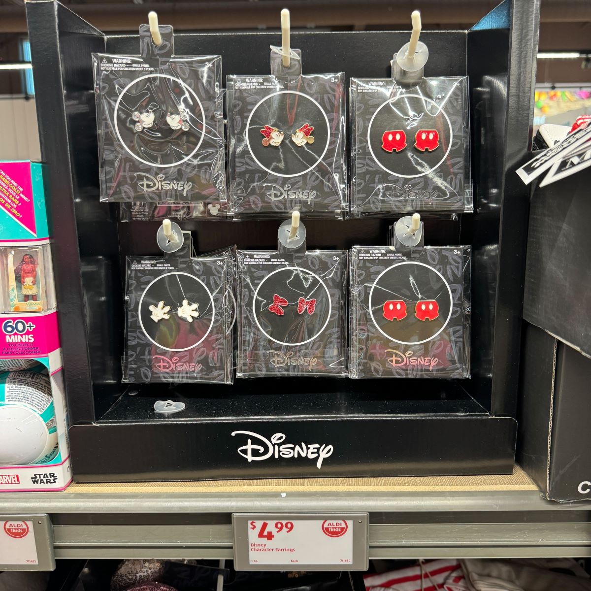 display of Disney earrings