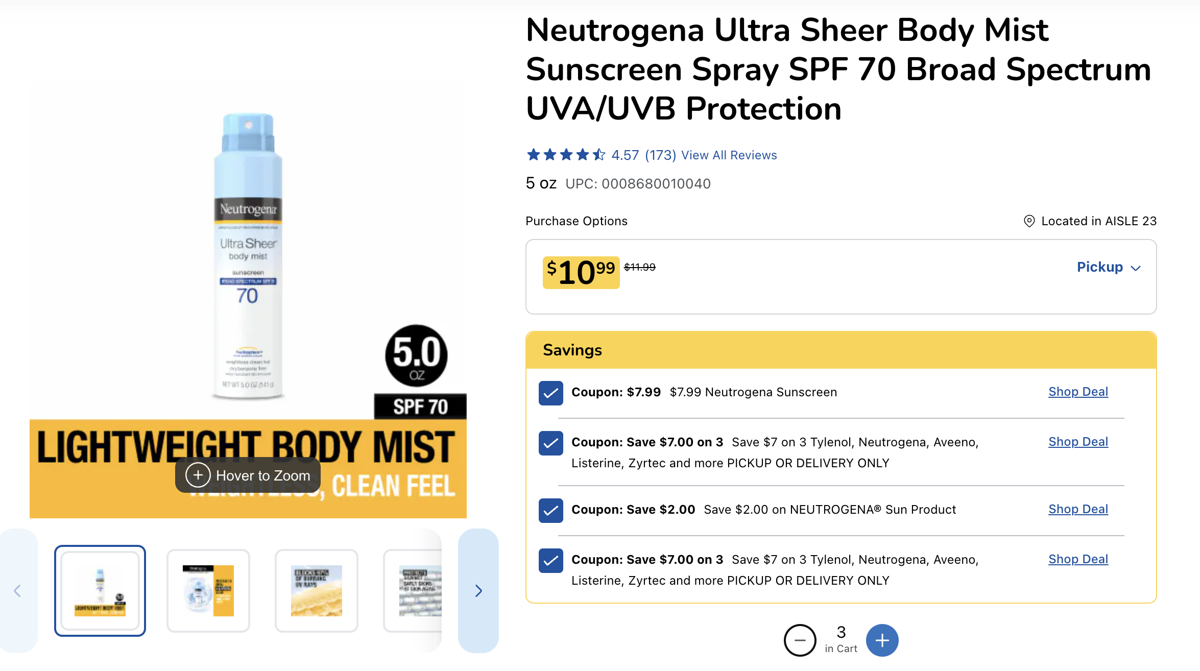 Neutrogena Ultra Sheer Spray