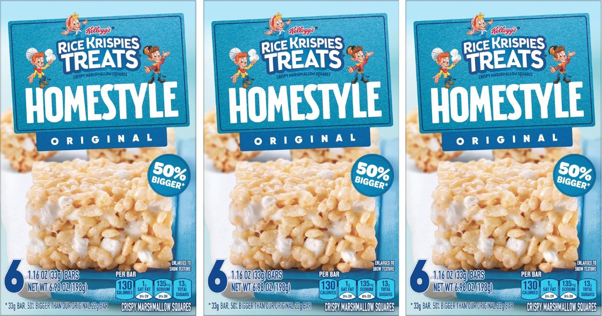 three boxes of Rice Krispies Treats