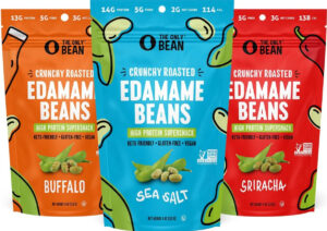 three bags of The Only Bean edamame