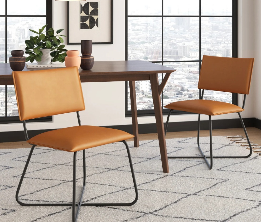 two chairs by a table