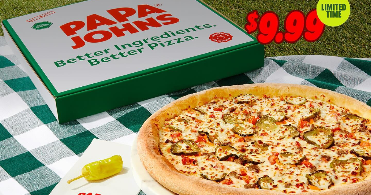 Cheesy Burger Pizza Returns Papa John s Answers Fan Demand with $ Deal and Free Slice Giveaways!