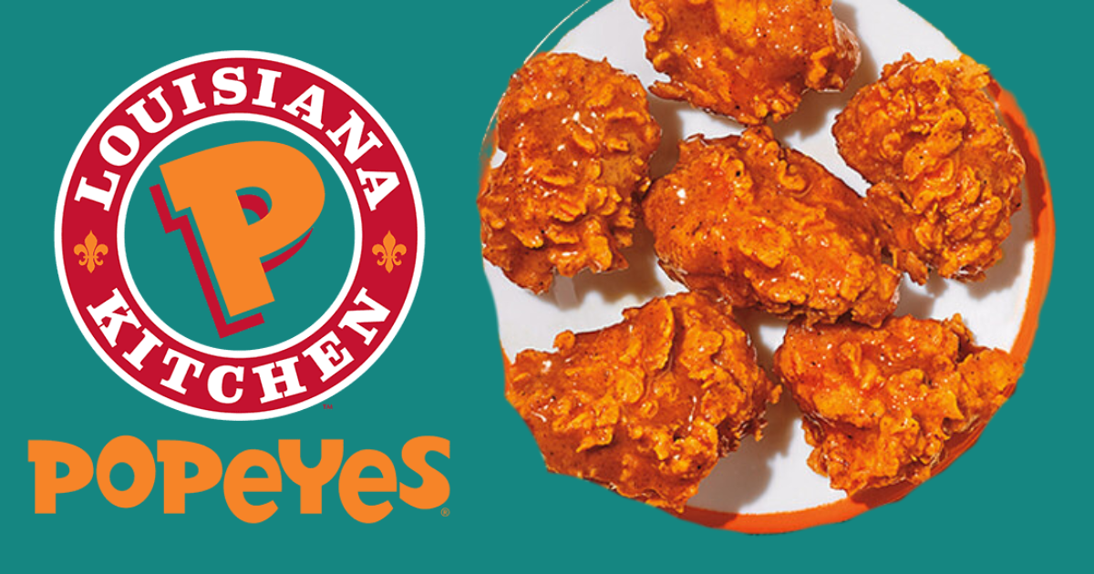 Free 6 Piece Boneless Wings with $10 Purchase at Popeyes