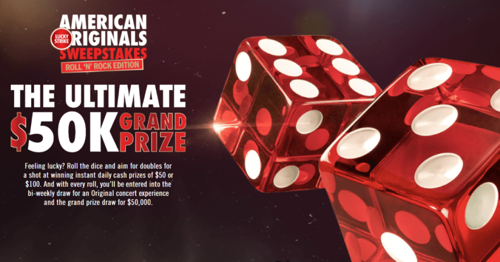Lucky Strike American Originals Sweepstakes Instant Win Game Roll N Rock Edition