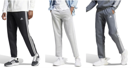 Men s adidas Essentials Stripes Open Hem Fleece Pants