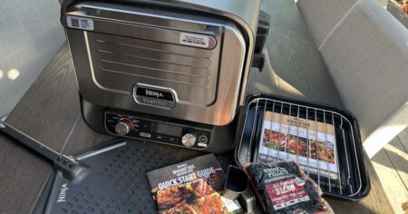 Ninja Outdoor Oven with pizza peel and book