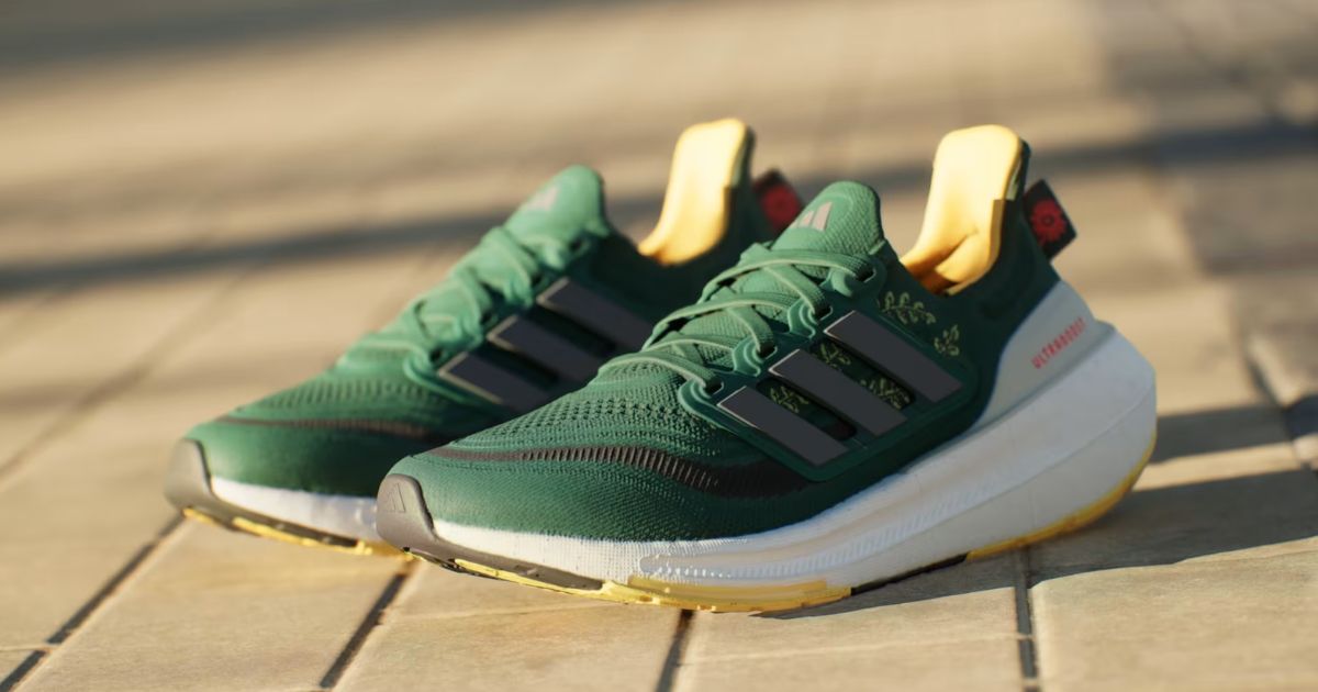pair of green adidas sneakers