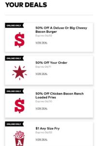 arby's 50% off offer screenshot