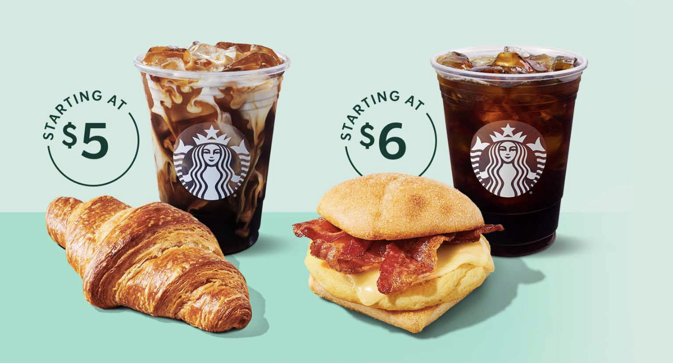two starbucks drinks and bakery items representing the most popular starbucks menu items