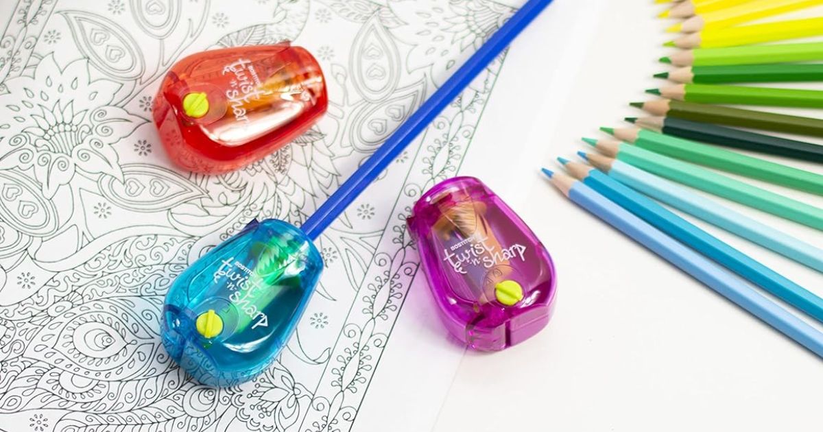 pencil sharpeners with colored pencils around them