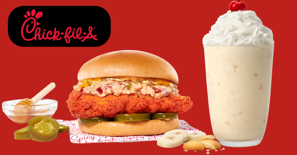 Chick Fil A Honey Pepper Pimento Chicken Sandwich Banana Pudding Milkshakes Now at Chick Fil A! Chick Fil A Honey Pepper Pimento Chicken Sandwich Banana Pudding Milkshakes Now at Chick Fil A!