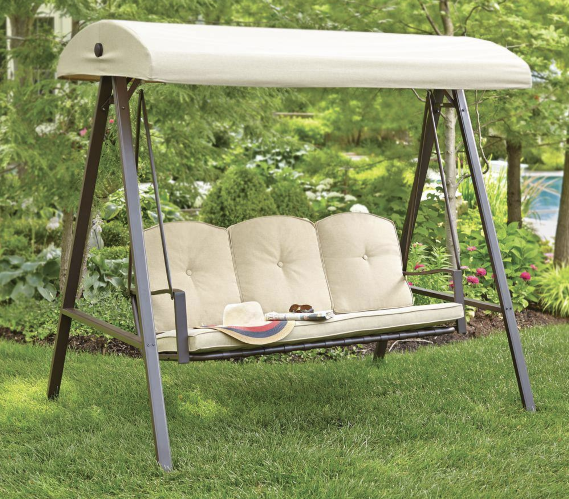 Cunningham 3 Person Metal Outdoor Patio Swing with Canopy