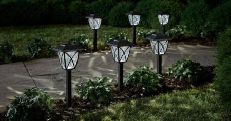 solar lights on a path