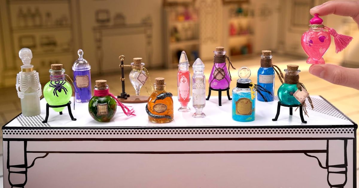 Harry Potter Make It Mini Potions row of mini potions on a table