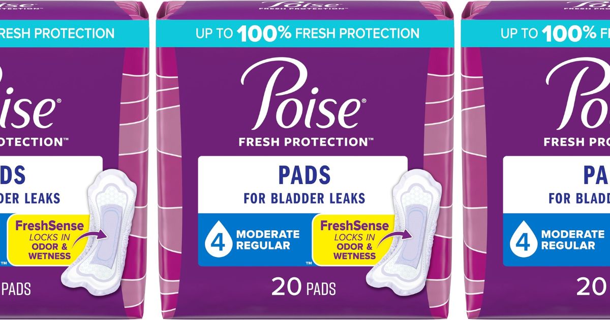 row of Poise pad packages