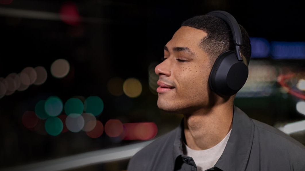 man wearing Sony headphones