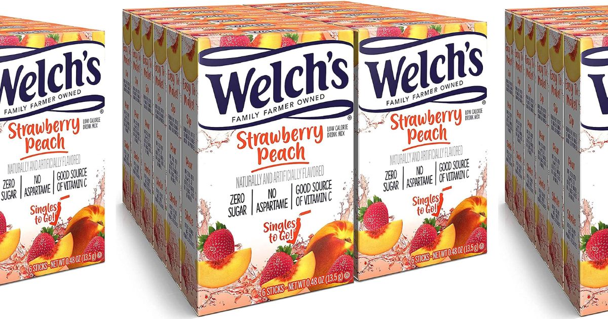 row of boxes of Welch's Drink Mixes