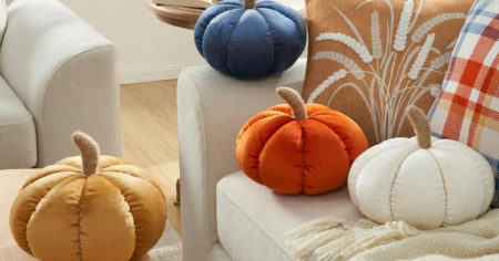 pillow pumpkins on a couch