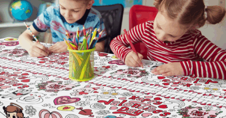 valentines coloring tablecloth