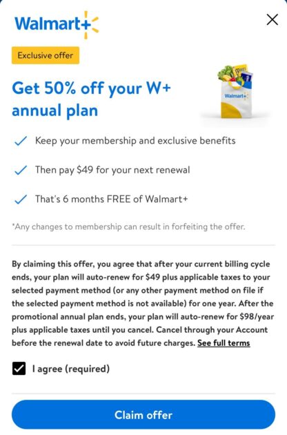 Walmart Plus Offer