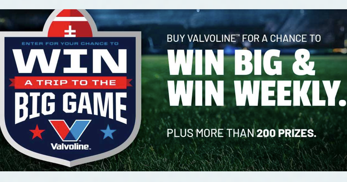 Valvoline Big Game Sweepstakes! 221 WINNERS! The Freebie Guy®