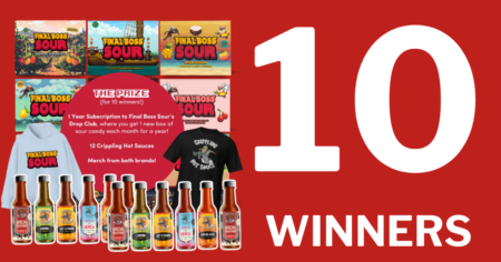 Final Boss Sour Crippling Hot Sauce Win a Year of Sour Spicy Giveaway