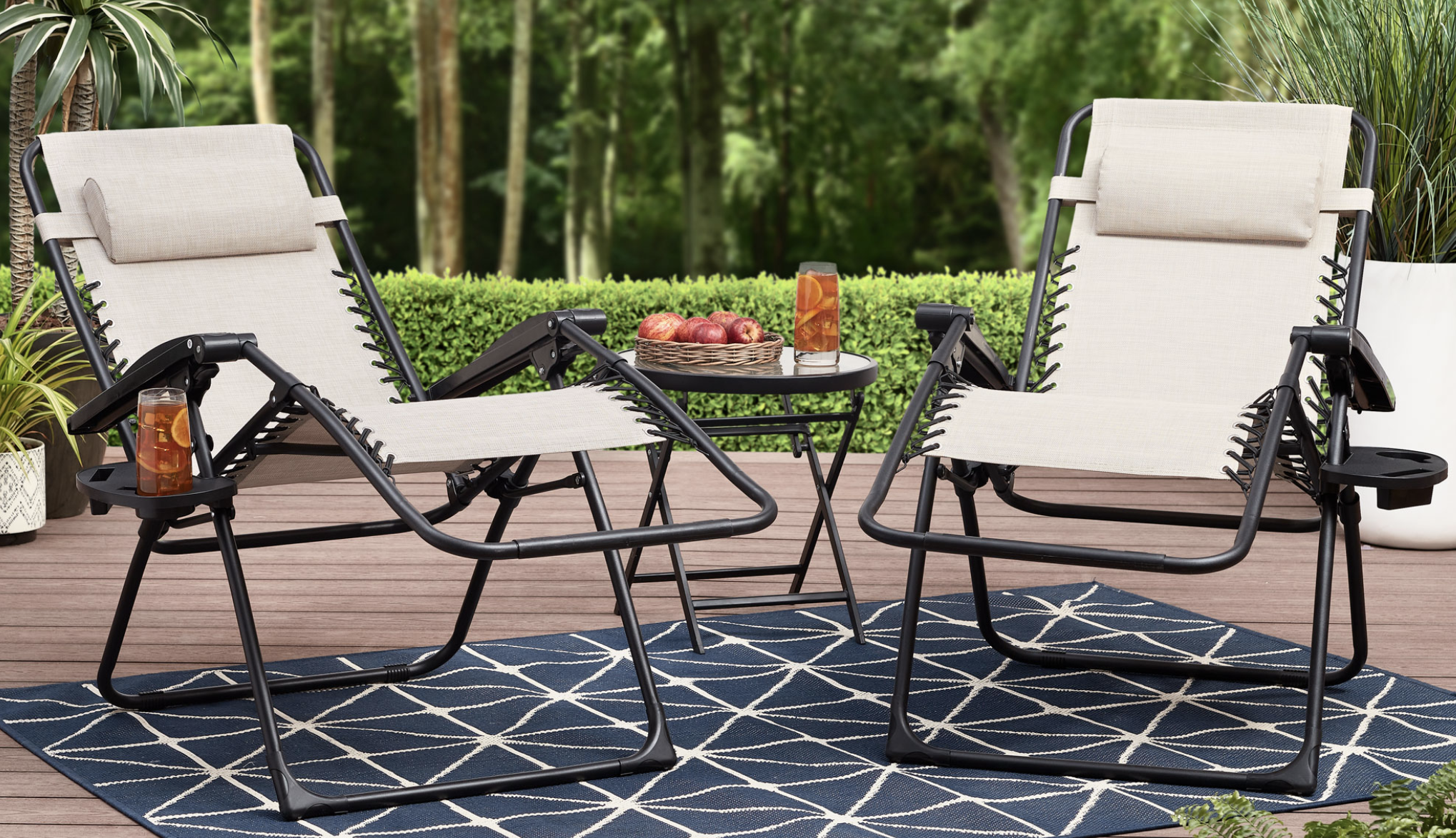 Mainstays Reclining Zero Gravity Outdoor Patio Lounge Chair with Cup Holder 2 Pack Mainstays Reclining Zero Gravity Outdoor Patio Lounge Chair with Cup Holder 2 Pack