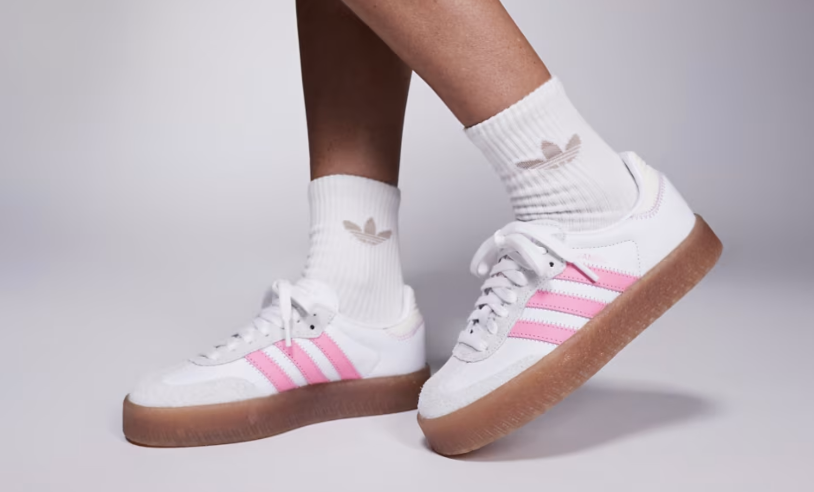 adidas Originals Sambae sneakers in white and pink