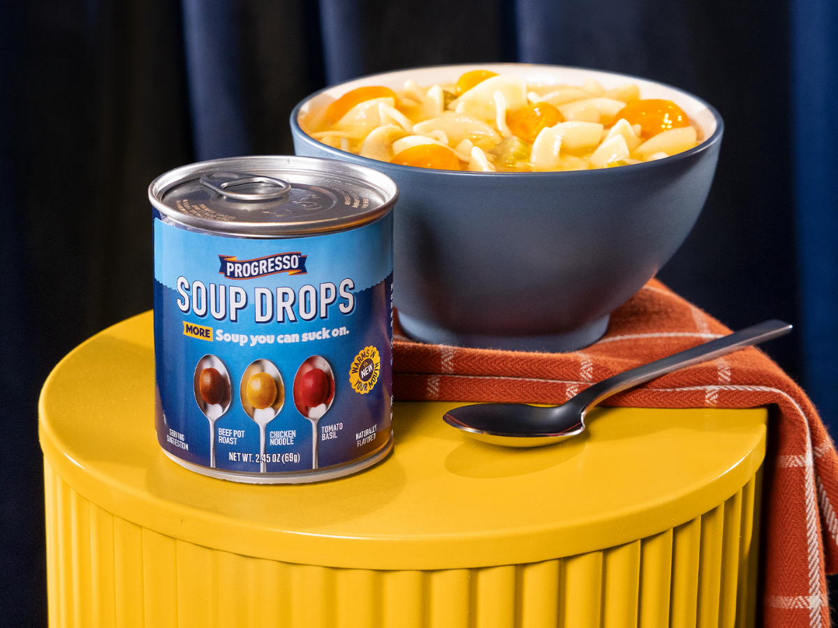 Bowl of Soup with Soup Drops Variety Can Earned