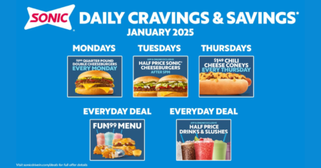 SONIC Daily Cravings Savings Deals Lineup