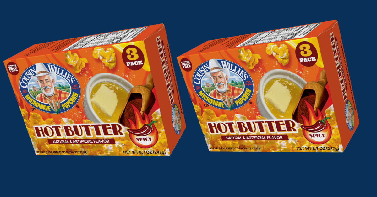 Cousin Willie’s Hot Butter Microwave Popcorn 3 ct Cousin Willie’s Hot Butter Microwave Popcorn 3 ct