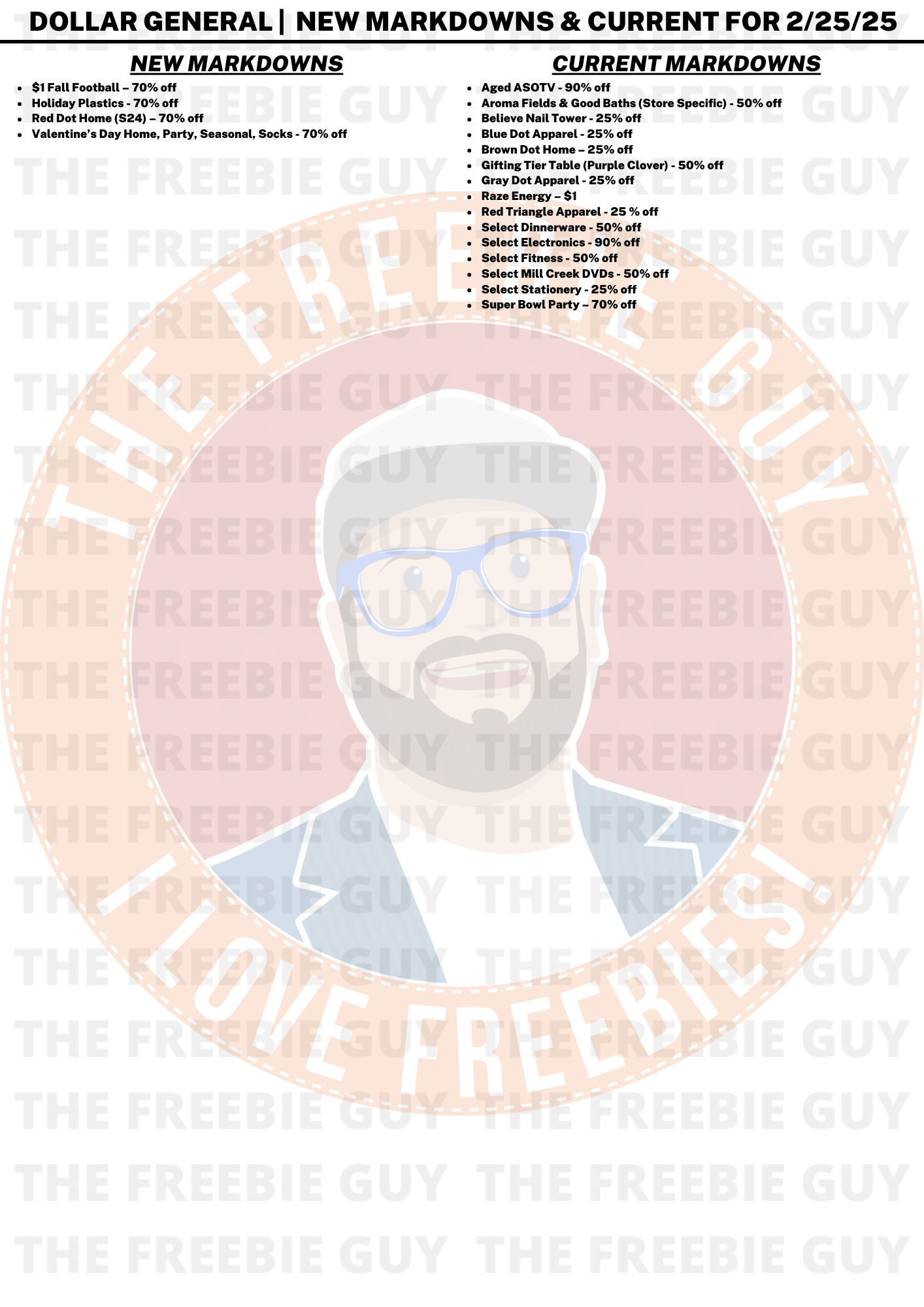 DOLLAR GENERAL NEW MARKDOWNS CURRENT FOR FEBRUARY 25 2025