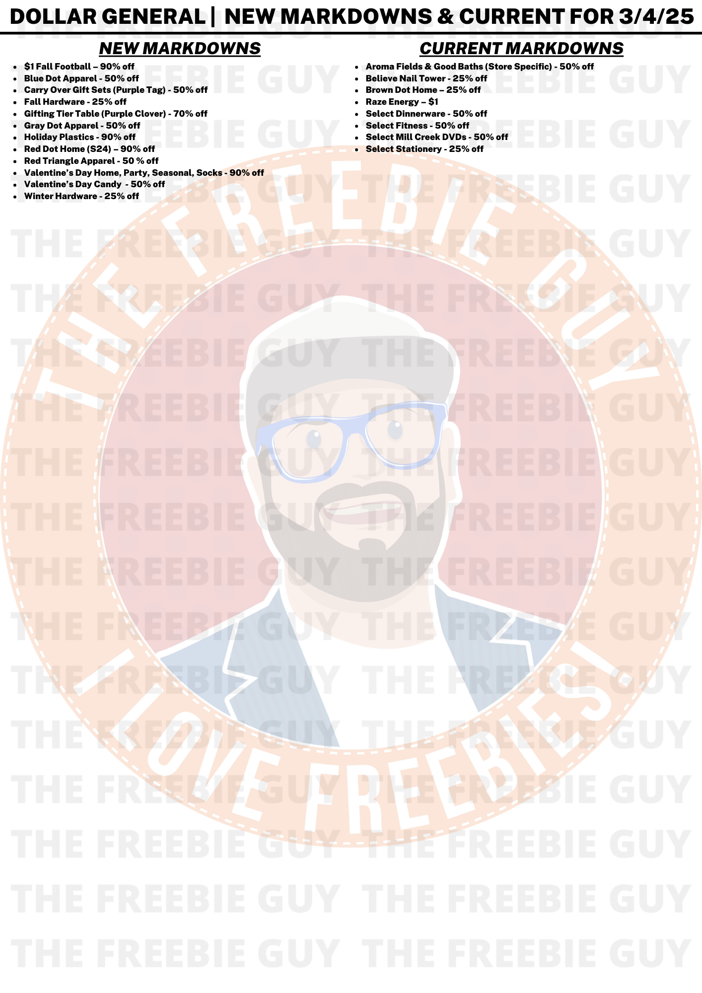 DOLLAR GENERAL NEW MARKDOWNS CURRENT FOR MARCH 4 2025