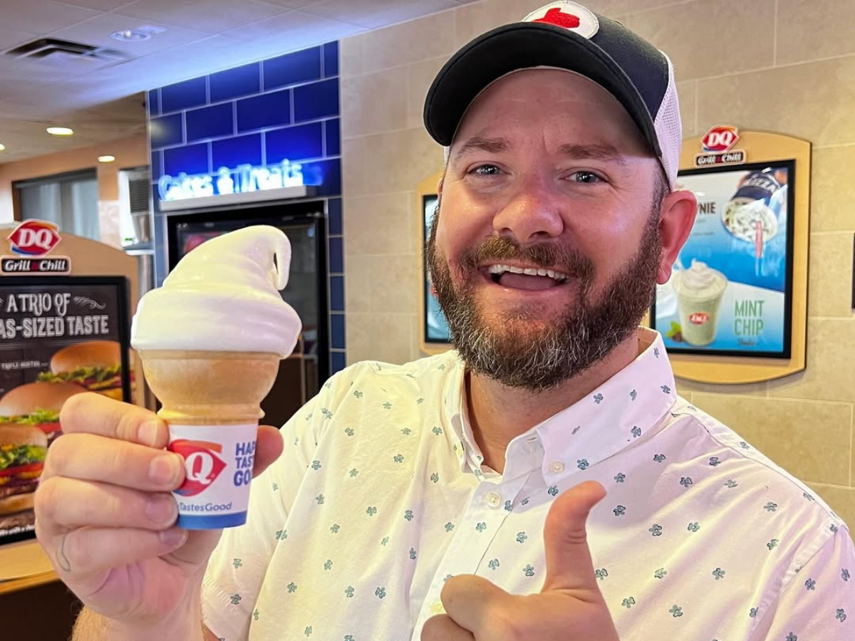 Kendall holding a Dairy Queen Ice Cream Cone In Store Kendall holding a Dairy Queen Ice Cream Cone In Store