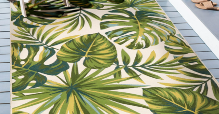 Better Homes Gardens Green Palm Leaf Woven Outdoor Rug