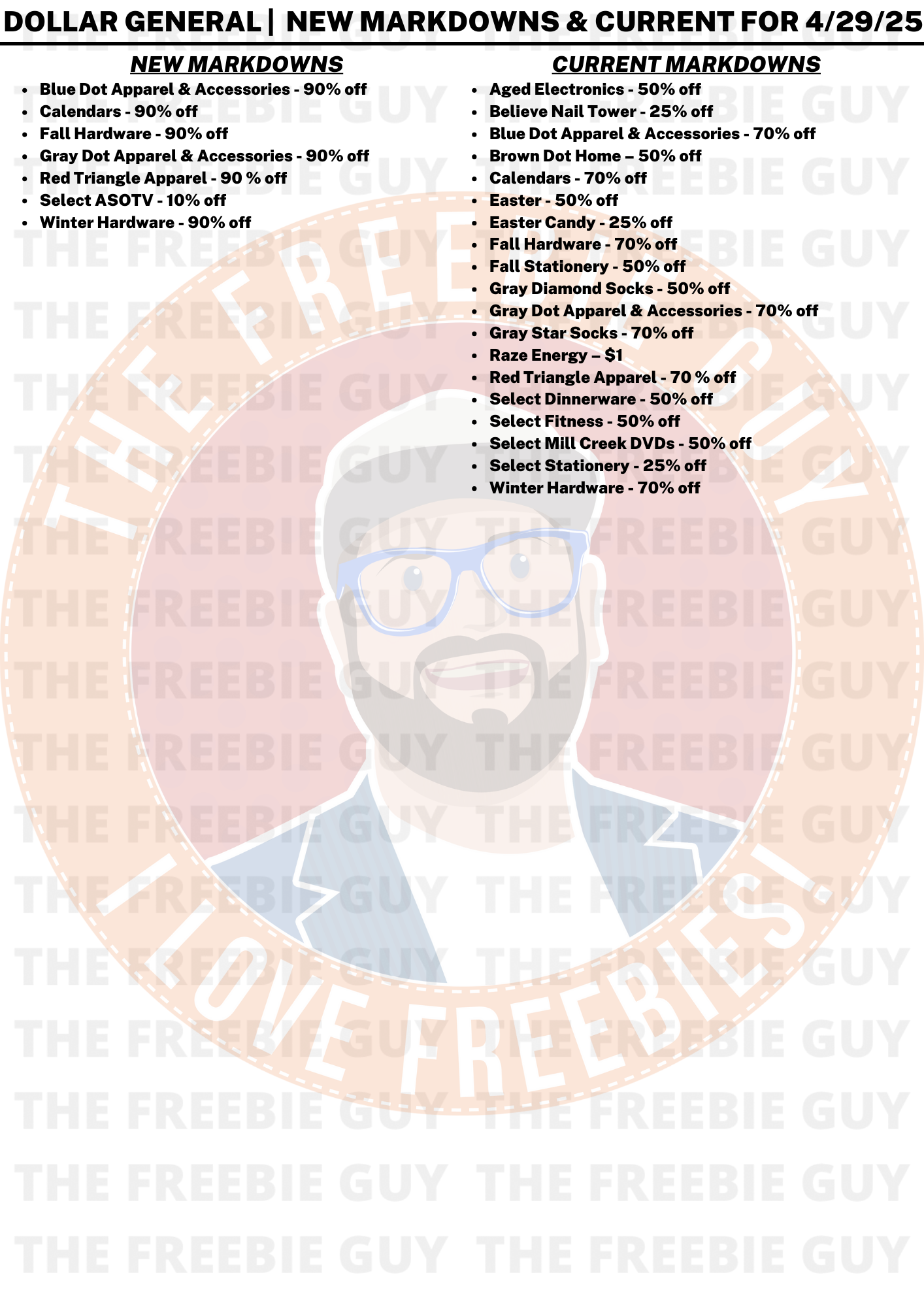 DOLLAR GENERAL NEW MARKDOWNS CURRENT FOR APRIL 29 2025 DOLLAR GENERAL NEW MARKDOWNS CURRENT FOR APRIL 29 2025