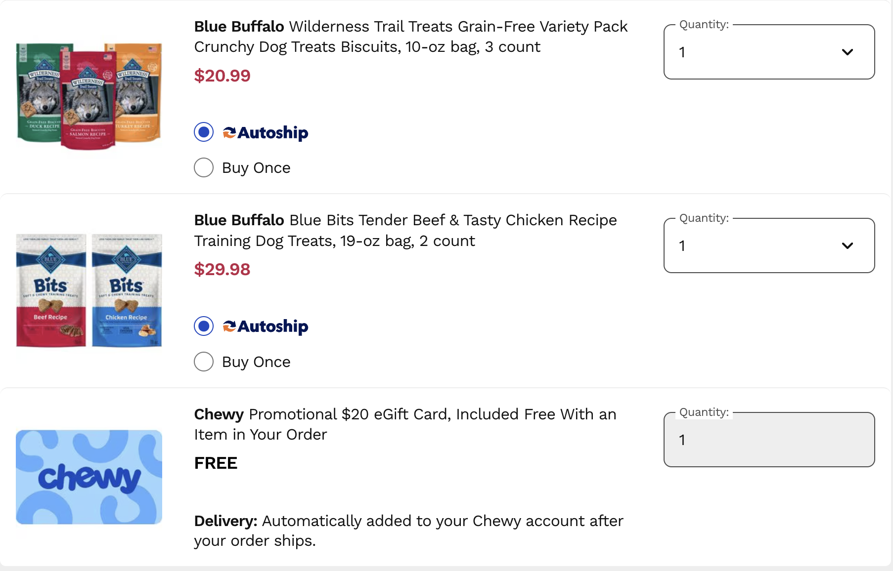 Chewy Blue Buffalo order