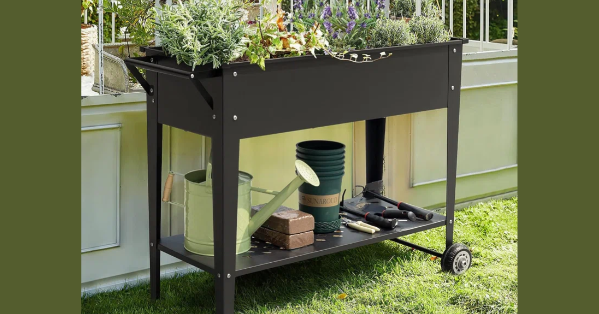 Omma Metal Elevated Planter with Wheels