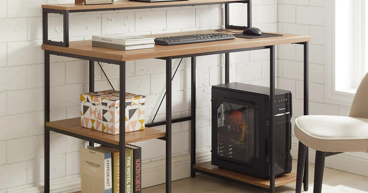 Mainstays 47 computer desk with storage shelves