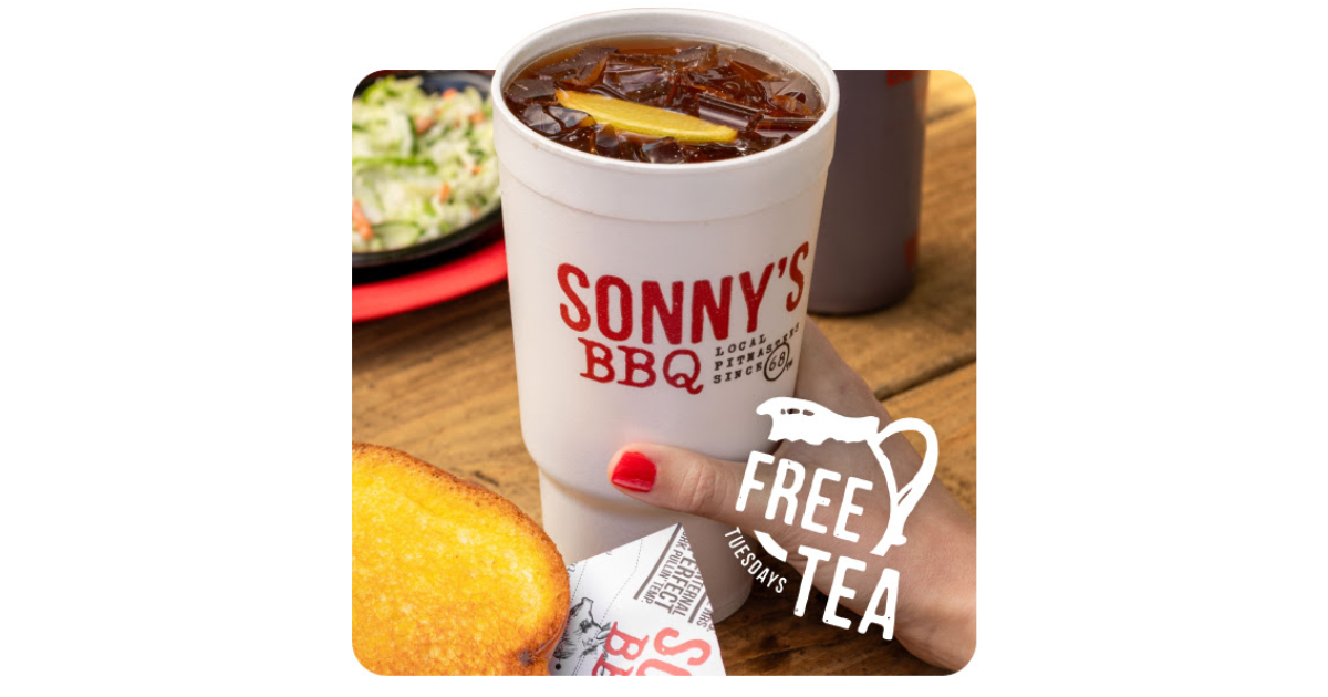 FREE Tea Every Tuesday in June at Sonny s BBQ
