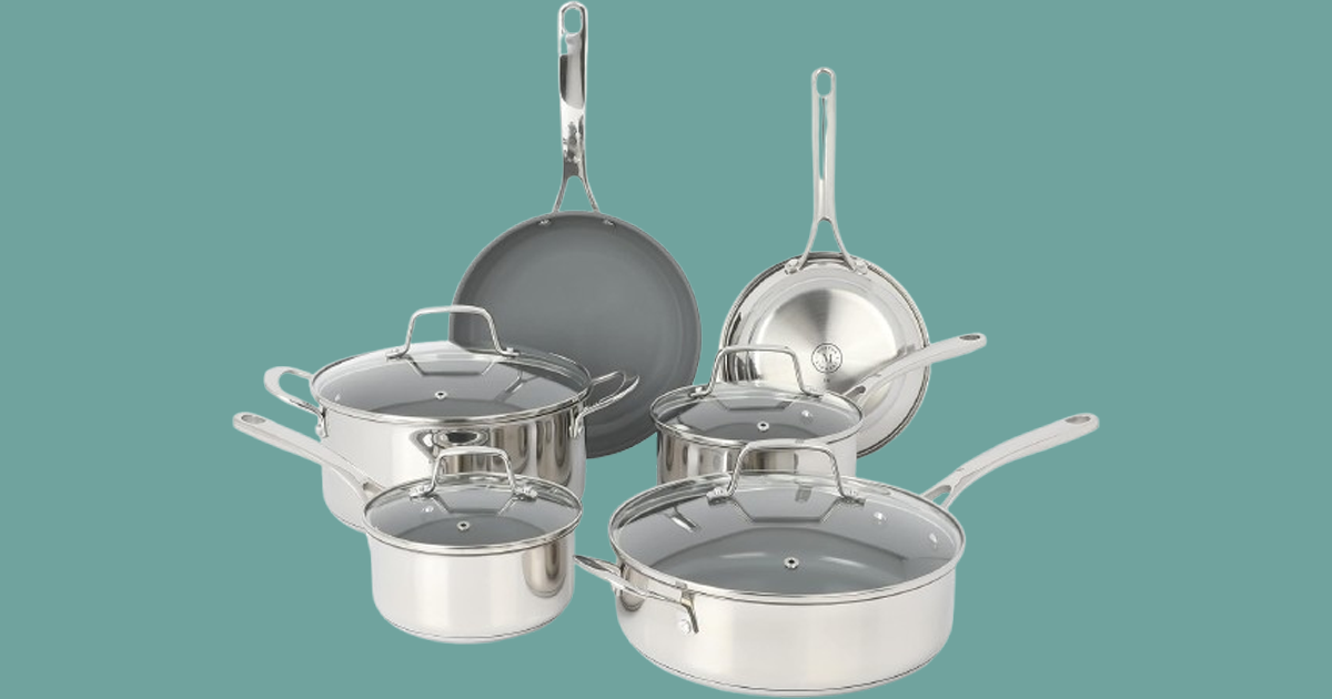 Martha Stewart Delaroux 10 piece stainless steel cookware set