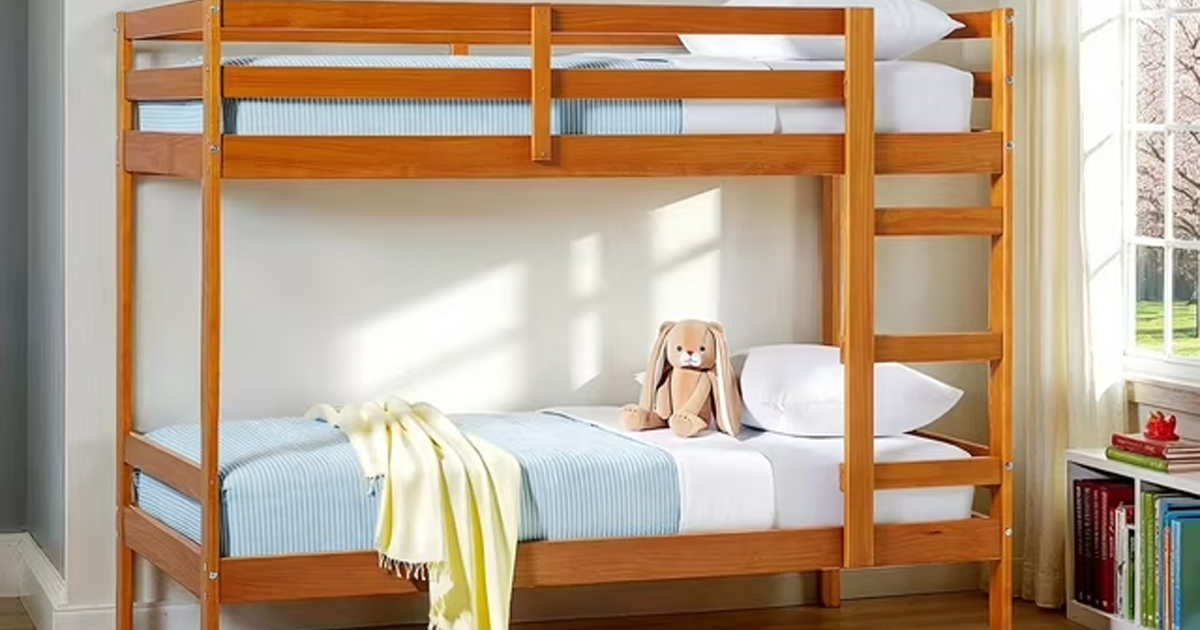 Walker Edison Modern Solid Wood Twin Over Twin Bunk Bed