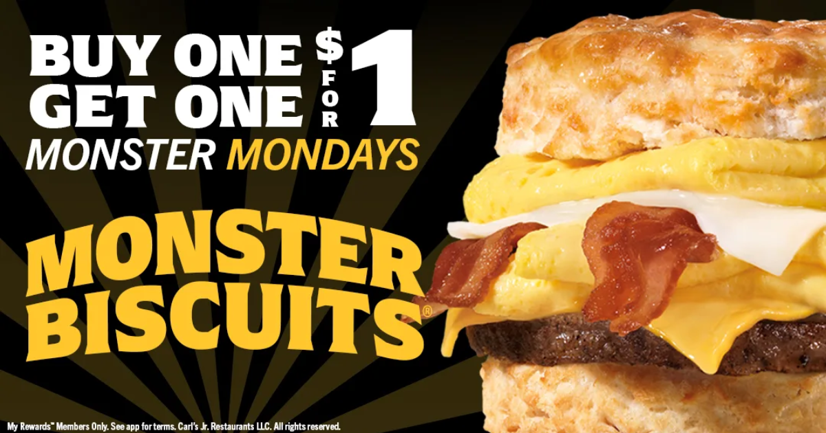 BOGO $1 Monster Biscuits at Carl s Jr BOGO $1 Monster Biscuits at Carl s Jr