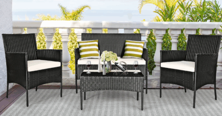 Costway 4pcs Patio Furniture Set Rattan Wicker Conversation set