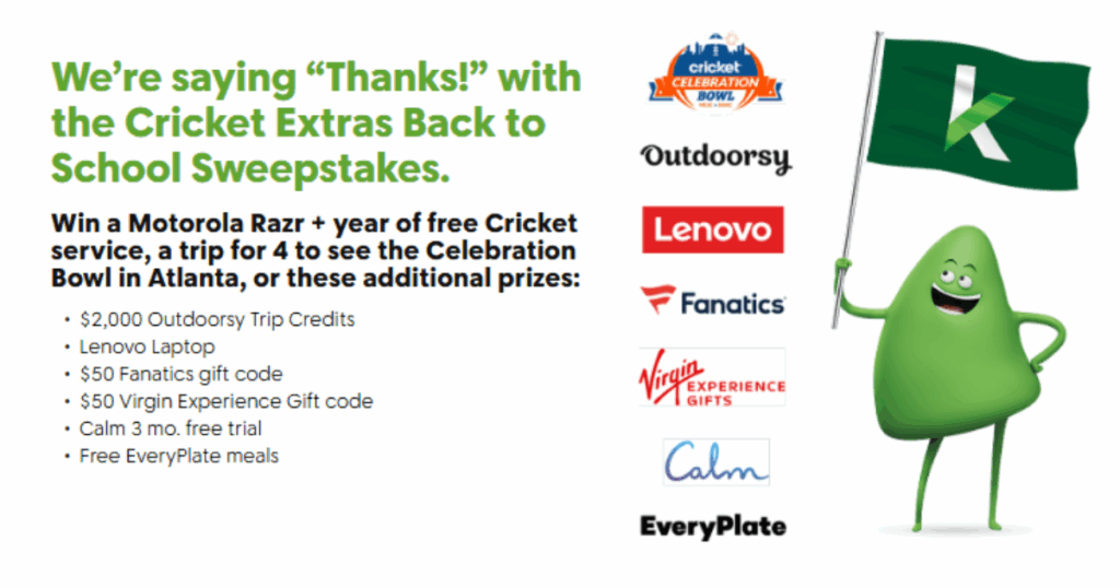 Cricket Extras Back To School Sweepstakes