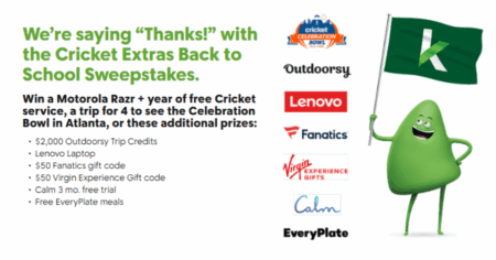 Cricket Extras Back To School Sweepstakes